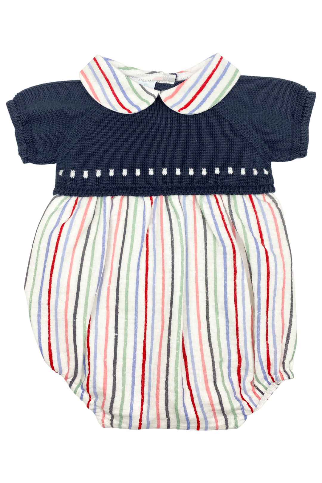 Granlei "Levi" Navy Half Knit Striped Romper | iphoneandroidapplications
