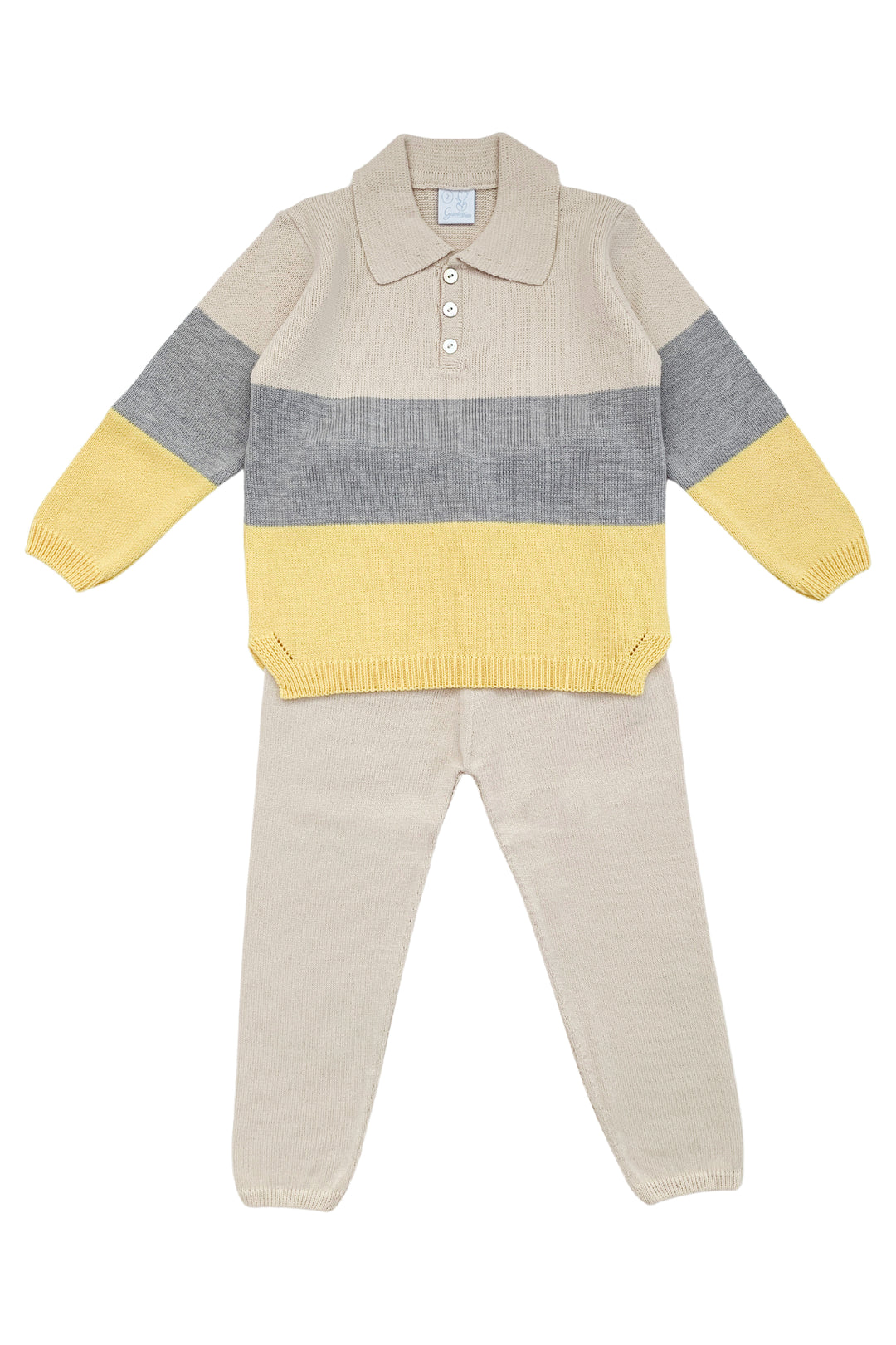 Granlei "Albert" Stone & Yellow Striped Knit Top & Trousers | iphoneandroidapplications