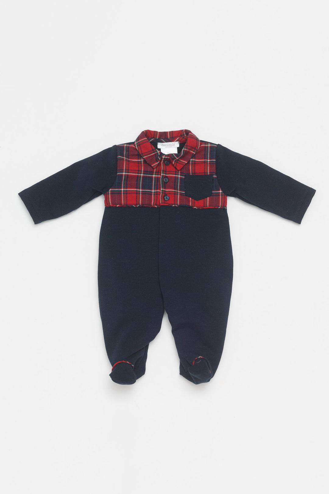 Deolinda "Thaddeus" Navy & Red Tartan Sleepsuit | iphoneandroidapplications