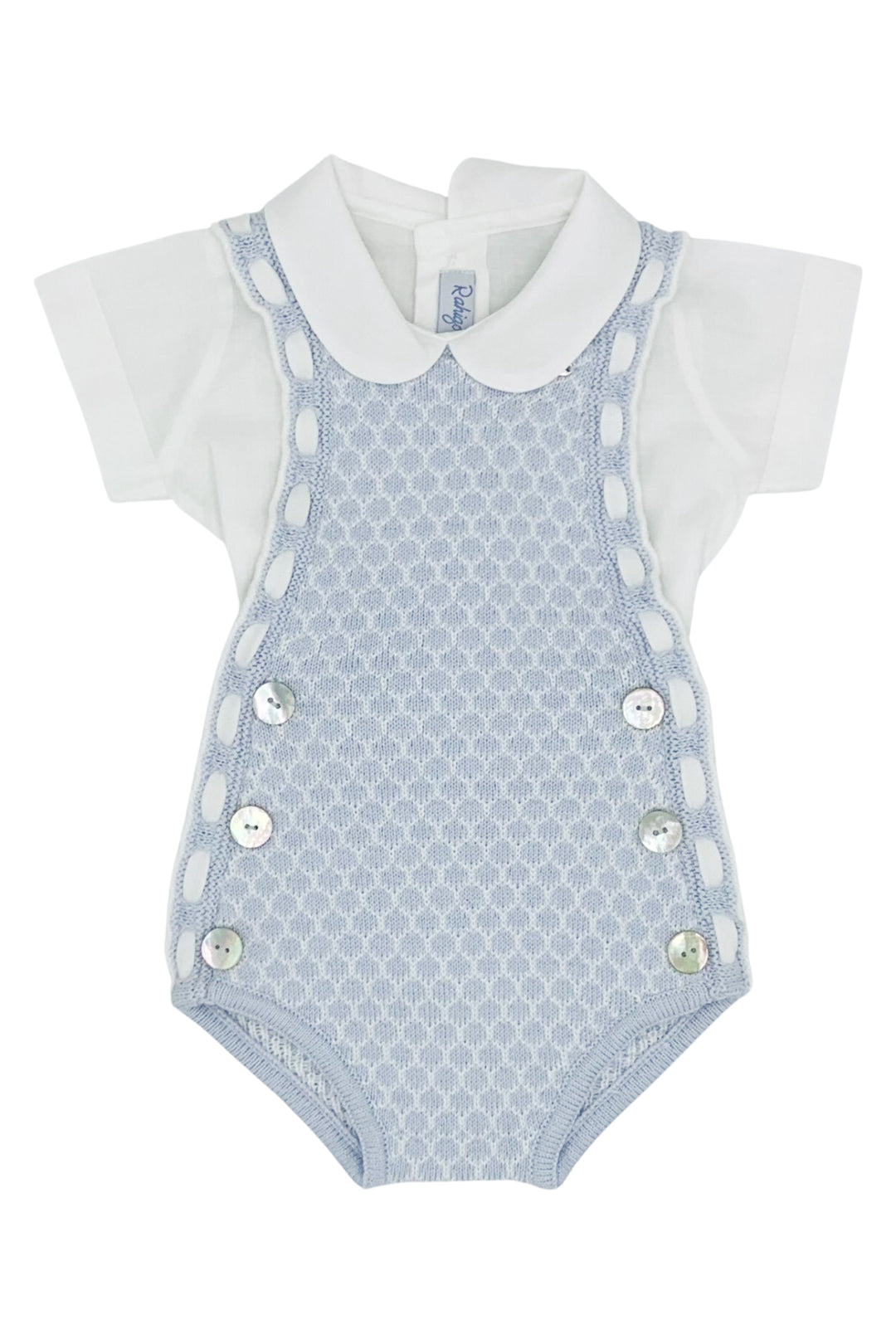 Rahigo "Arlo" Baby Blue Knit Dungaree Romper Set | iphoneandroidapplications