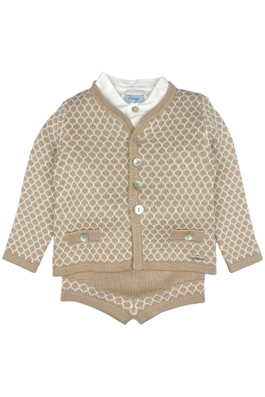 Rahigo "Theodore" Camel Knit Cardigan, Shirt & Shorts | iphoneandroidapplications