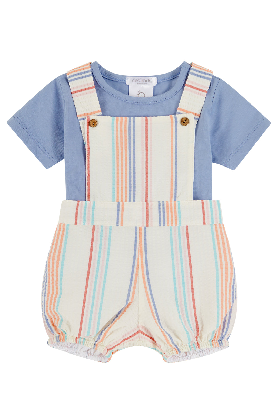Deolinda "Zane" Dusky Blue Top & Striped Dungaree | iphoneandroidapplications