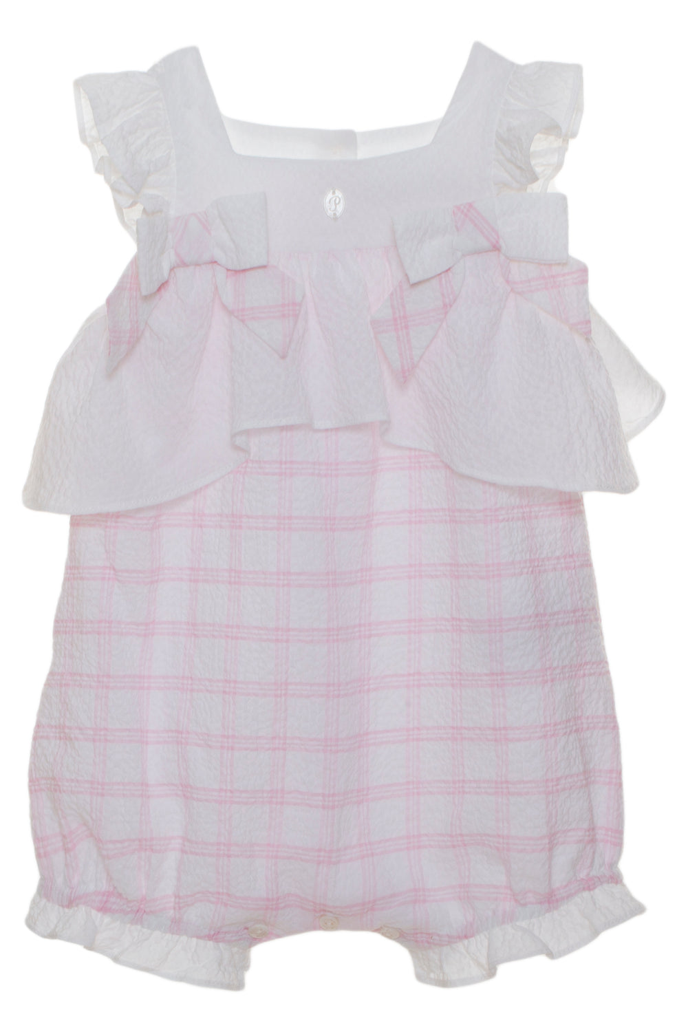 Patachou "Meryn" Pink Checked Romper | iphoneandroidapplications