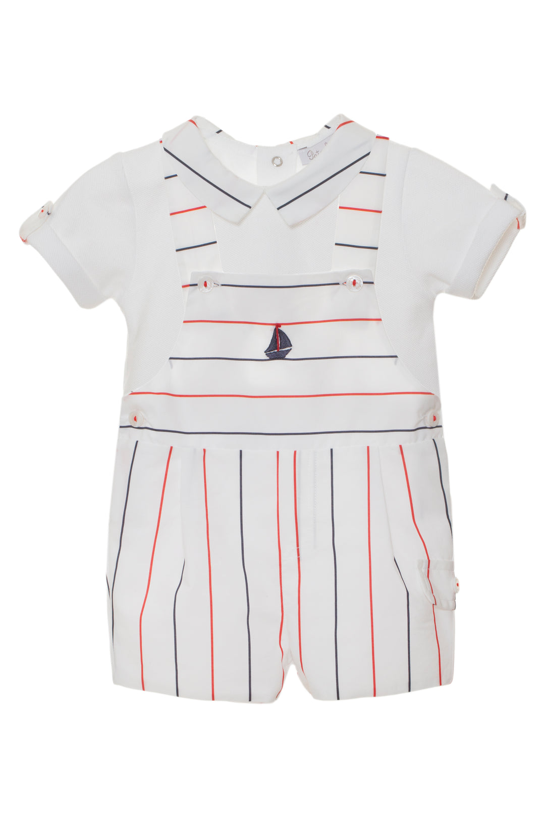 Patachou "Elias" Red & Navy Striped Dungaree Set | iphoneandroidapplications