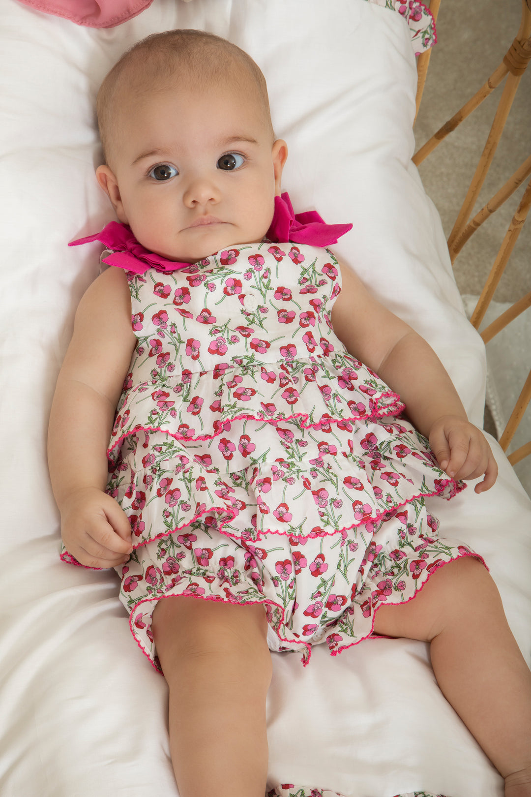 Patachou "Aoife" Fuchsia Liberty Print Romper | iphoneandroidapplications