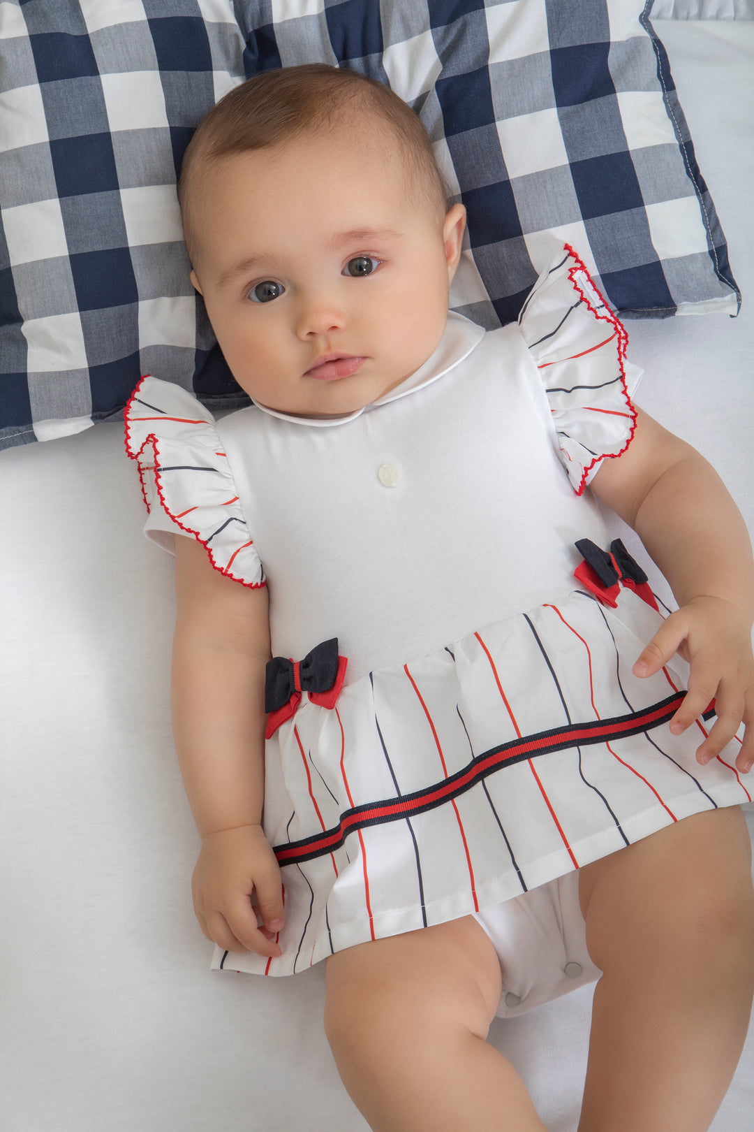 Patachou "Maisy" Red & Navy Striped Romper | iphoneandroidapplications