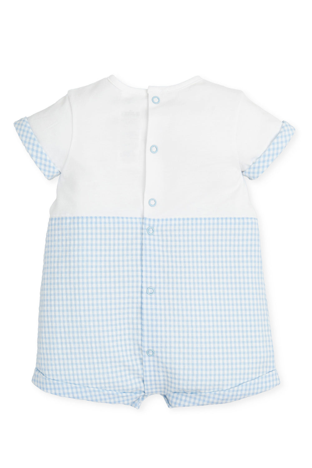 Tutto Piccolo "Amias" Blue Gingham Dungaree Romper | iphoneandroidapplications