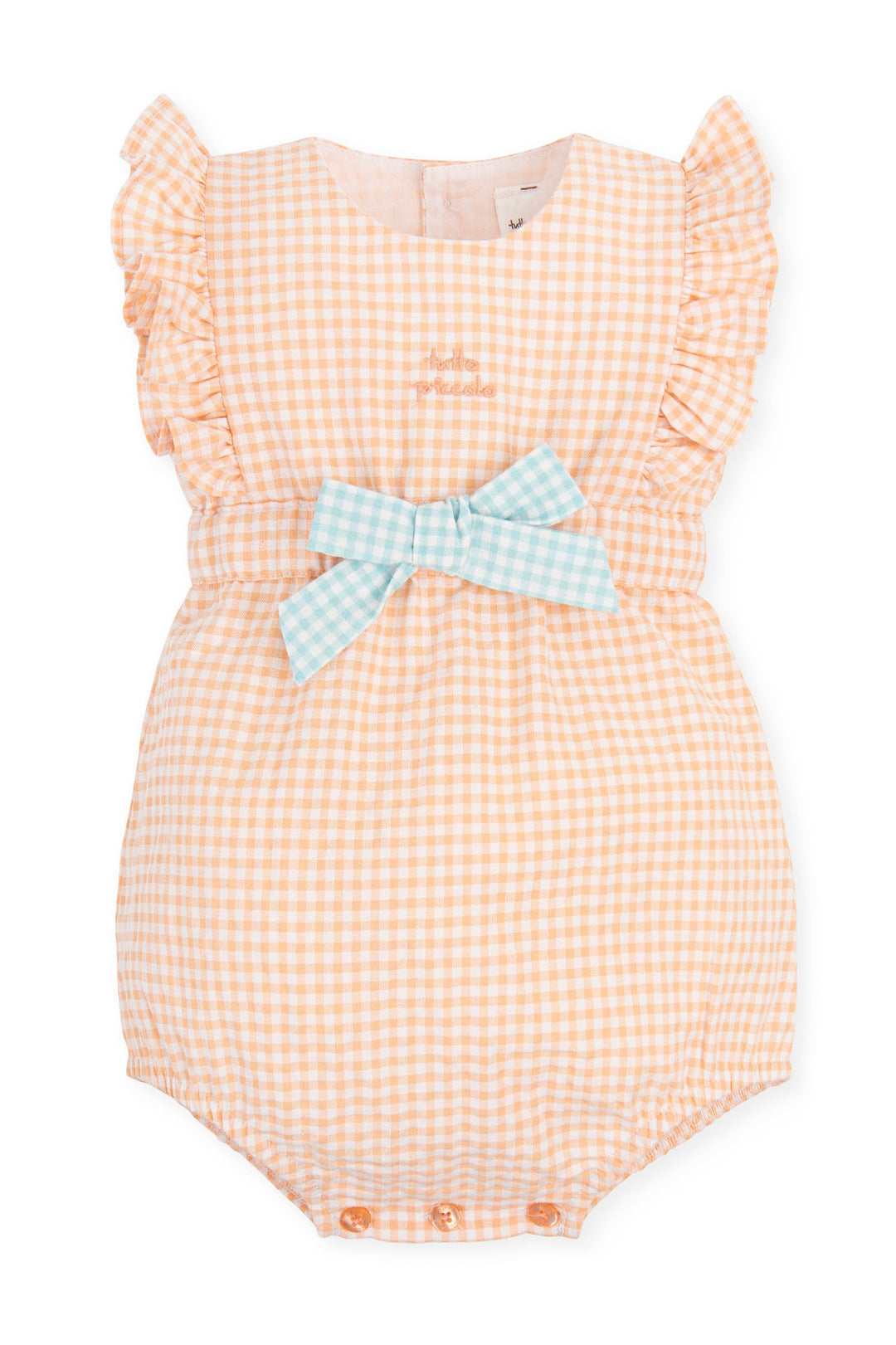 Tutto Piccolo "Elsie" Peach Gingham Romper | iphoneandroidapplications
