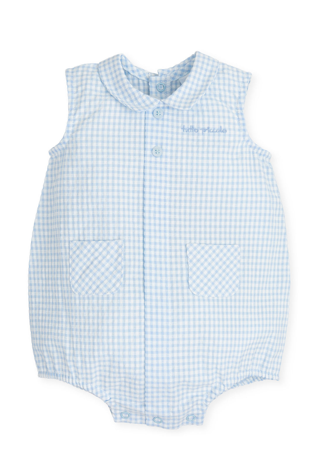 Tutto Piccolo "Harry" Blue Gingham Romper | iphoneandroidapplications
