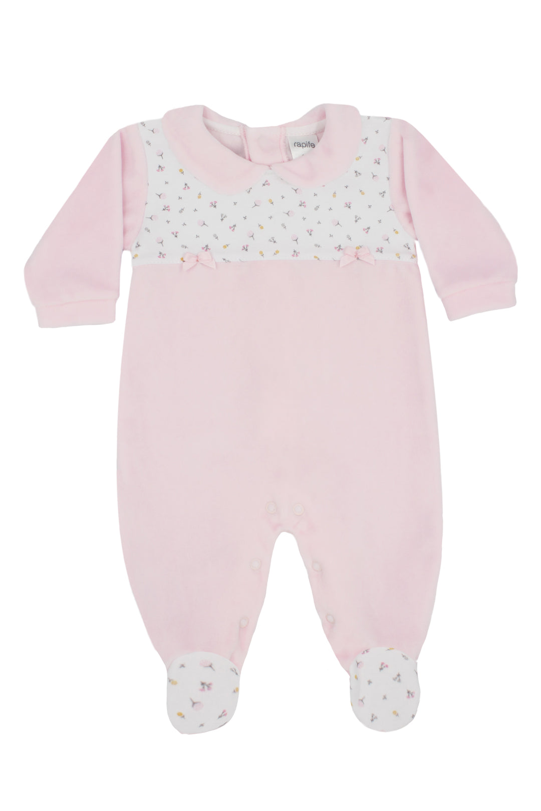 Rapife "Dottie" Pink Velour Floral Sleepsuit | iphoneandroidapplications
