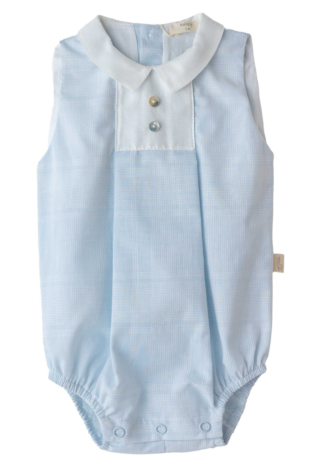 Baby Gi "Cian" Blue Checked Romper | iphoneandroidapplications