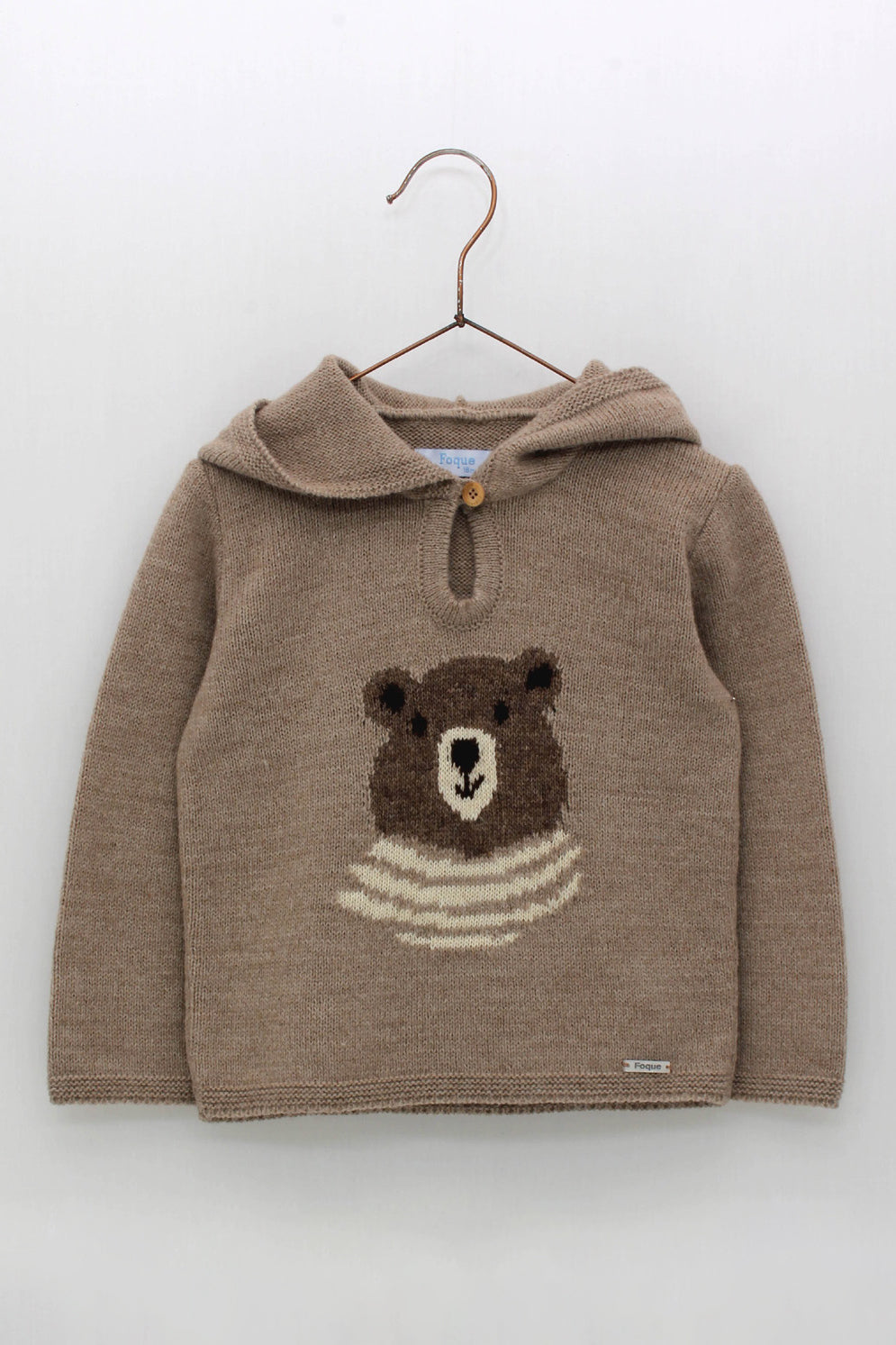 Foque "Ralph" Beige Knit Bear Hoodie | iphoneandroidapplications