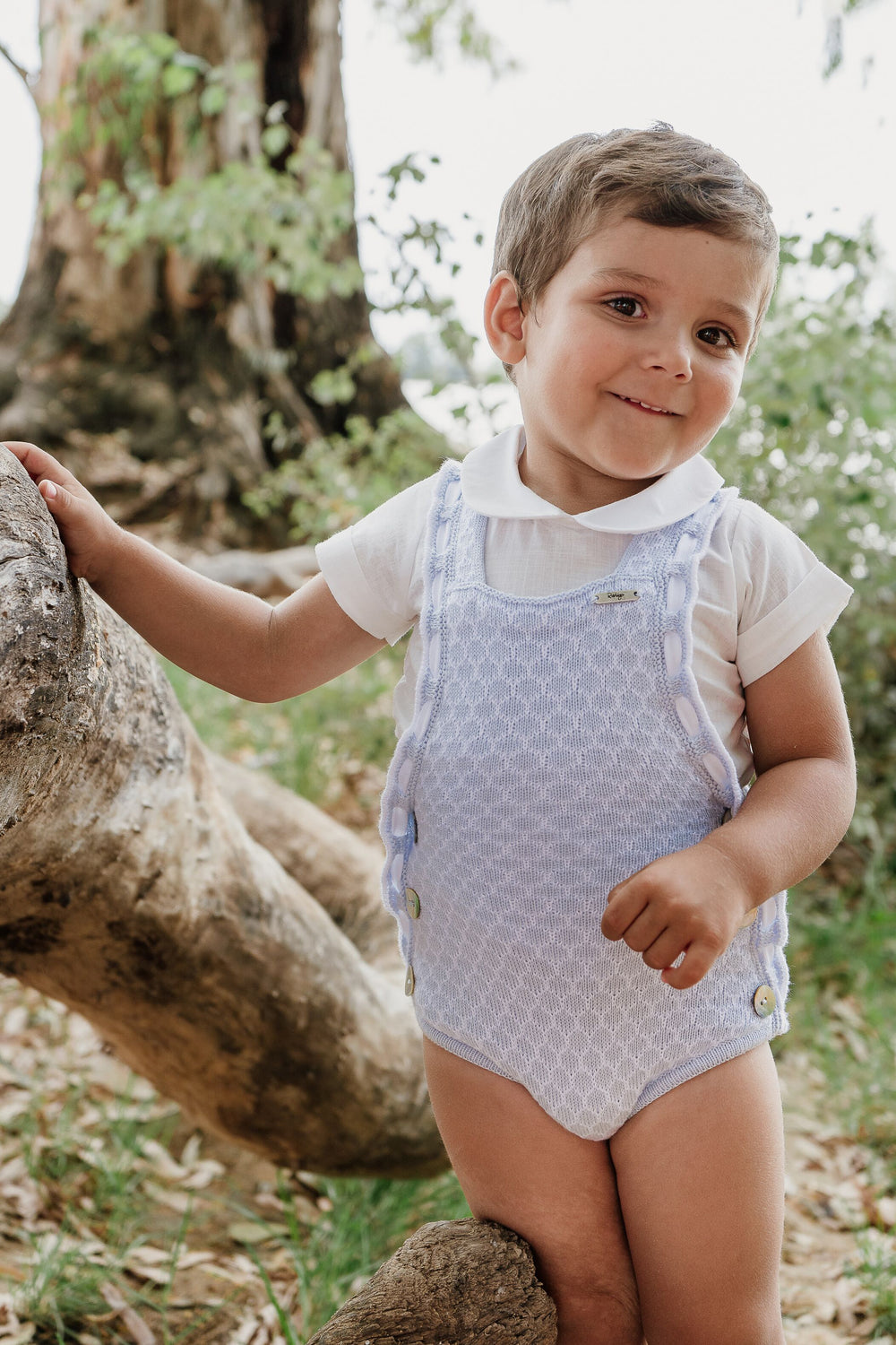 Rahigo "Arlo" Baby Blue Knit Dungaree Romper Set | iphoneandroidapplications