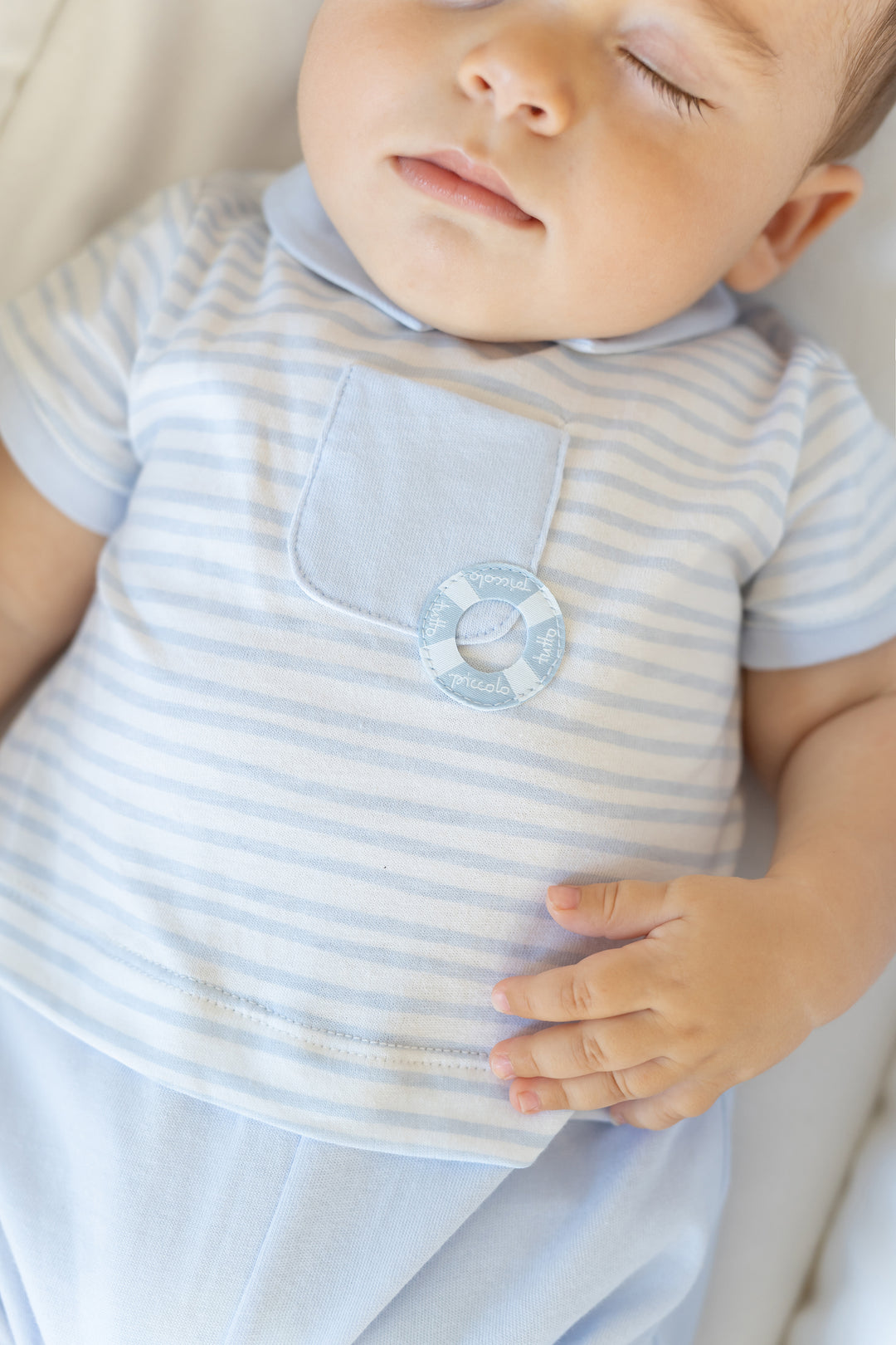 Tutto Piccolo "Magnus" Blue Stripe Romper | iphoneandroidapplications