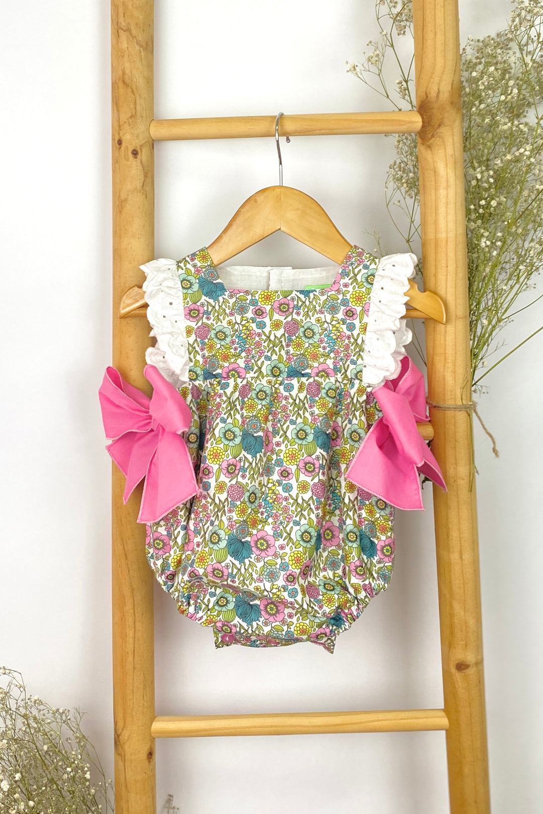 Pio Pio "Isabel" Fuchsia Floral Print Romper | iphoneandroidapplications