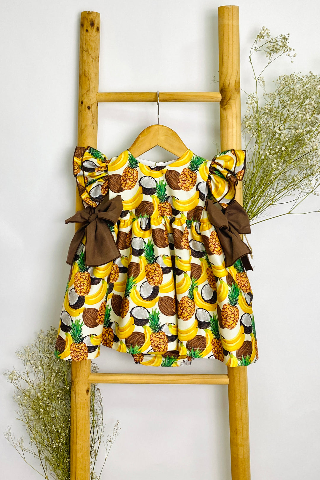 Nini "Idalia" Yellow Fruit Print Dress & Bloomers | iphoneandroidapplications