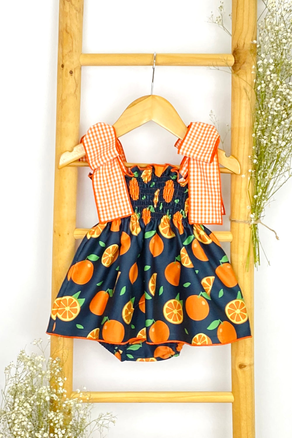 Mon Petit Bonbon "Helena" Orange Print Dress & Bloomers | iphoneandroidapplications