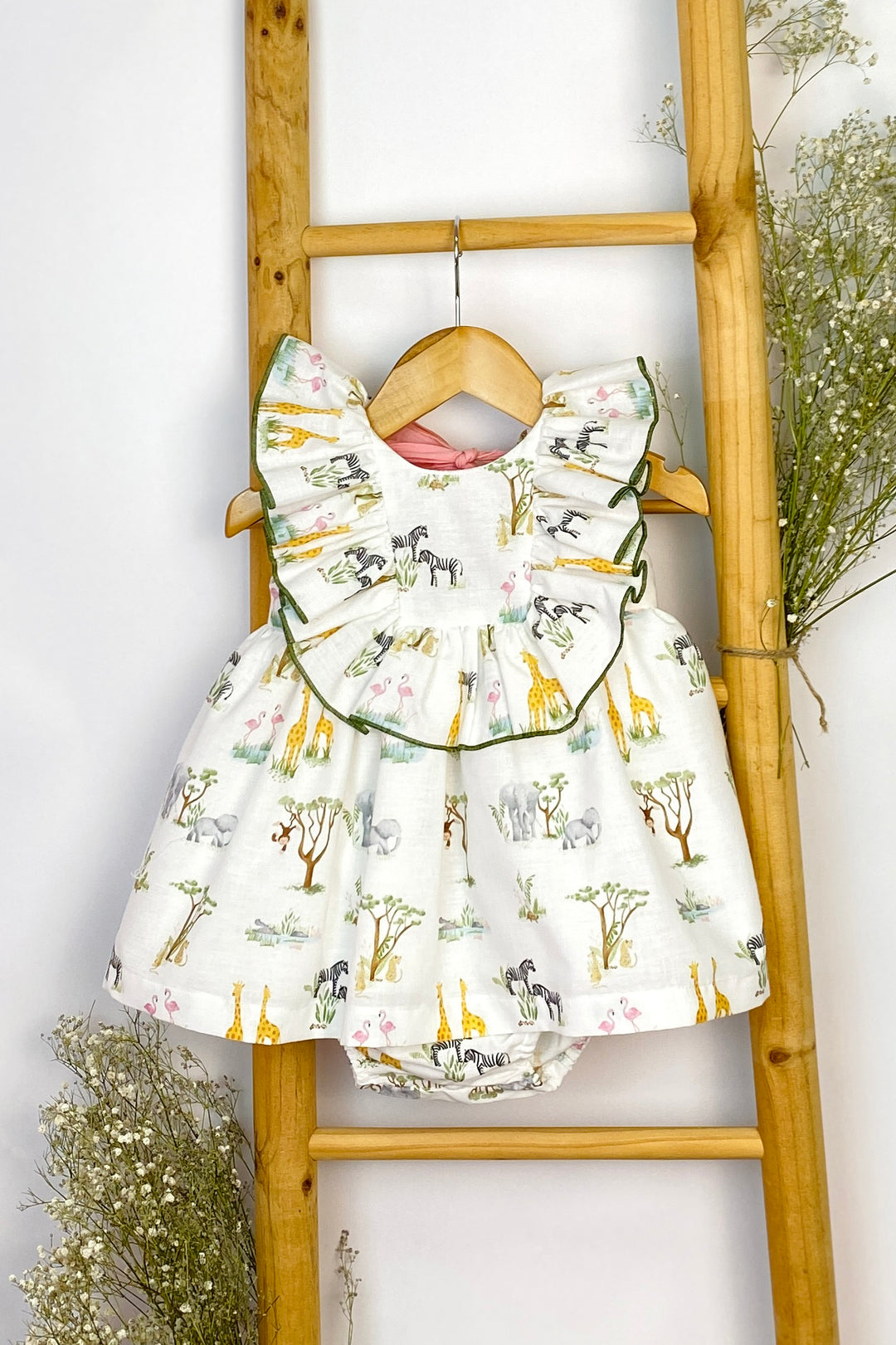 Mon Petit Bonbon "Lily" Safari Print Dress & Bloomers | iphoneandroidapplications