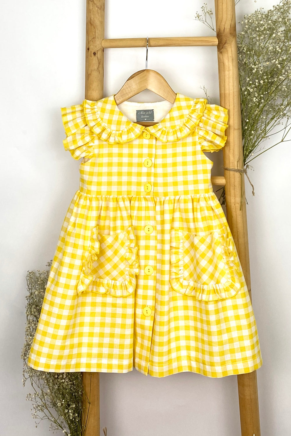 Mon Petit Bonbon "Juniper" Yellow Gingham Dress | iphoneandroidapplications