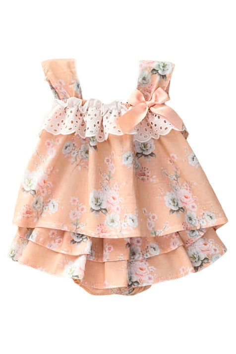 Valentina Bebes "Edith" Peach Floral Blouse & Skirt | iphoneandroidapplications