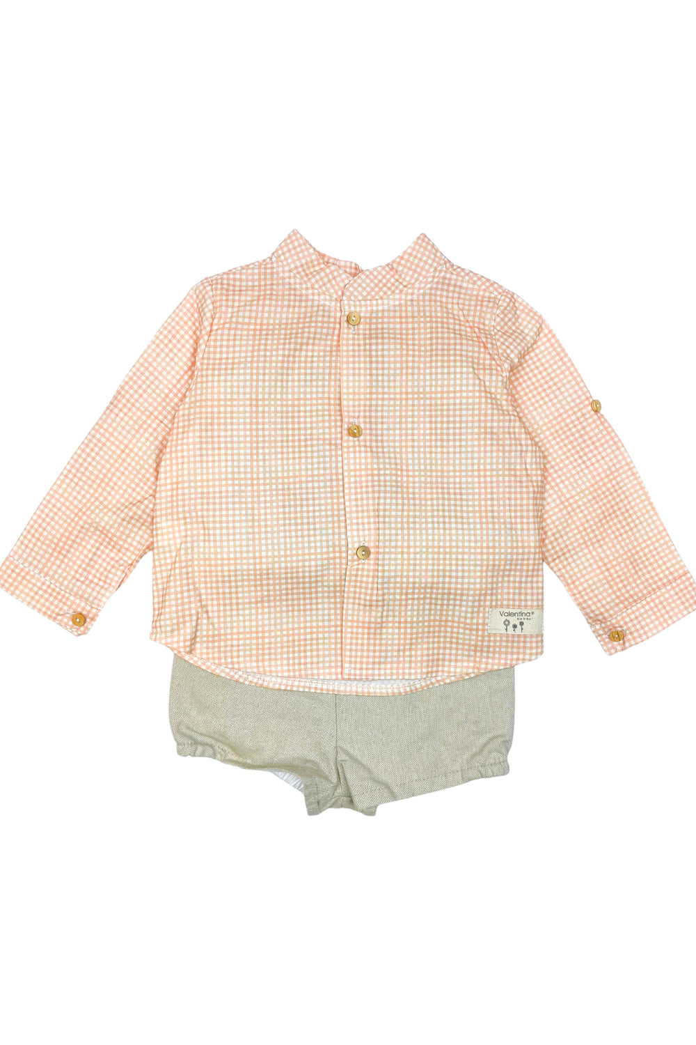 Valentina Bebes "Walter" Peach Gingham Shirt & Shorts | iphoneandroidapplications