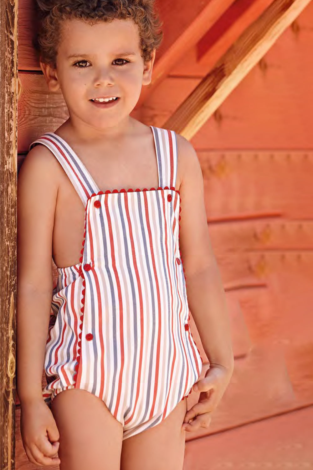Juliana "Lenny" Red Striped Dungaree Romper | iphoneandroidapplications