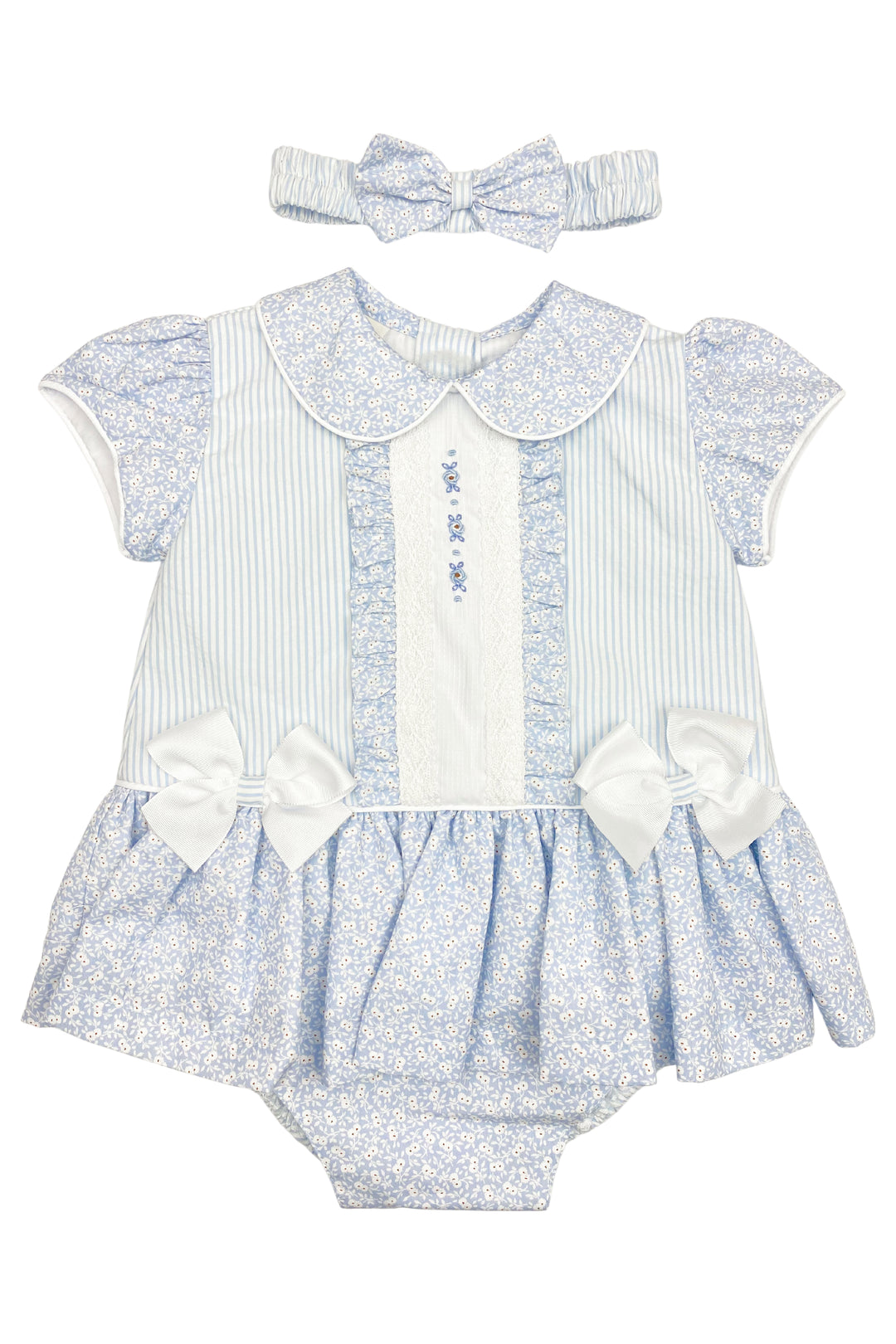Pretty Originals "Seraphina" Blue Floral Dress, Bloomers & Headband | iphoneandroidapplications