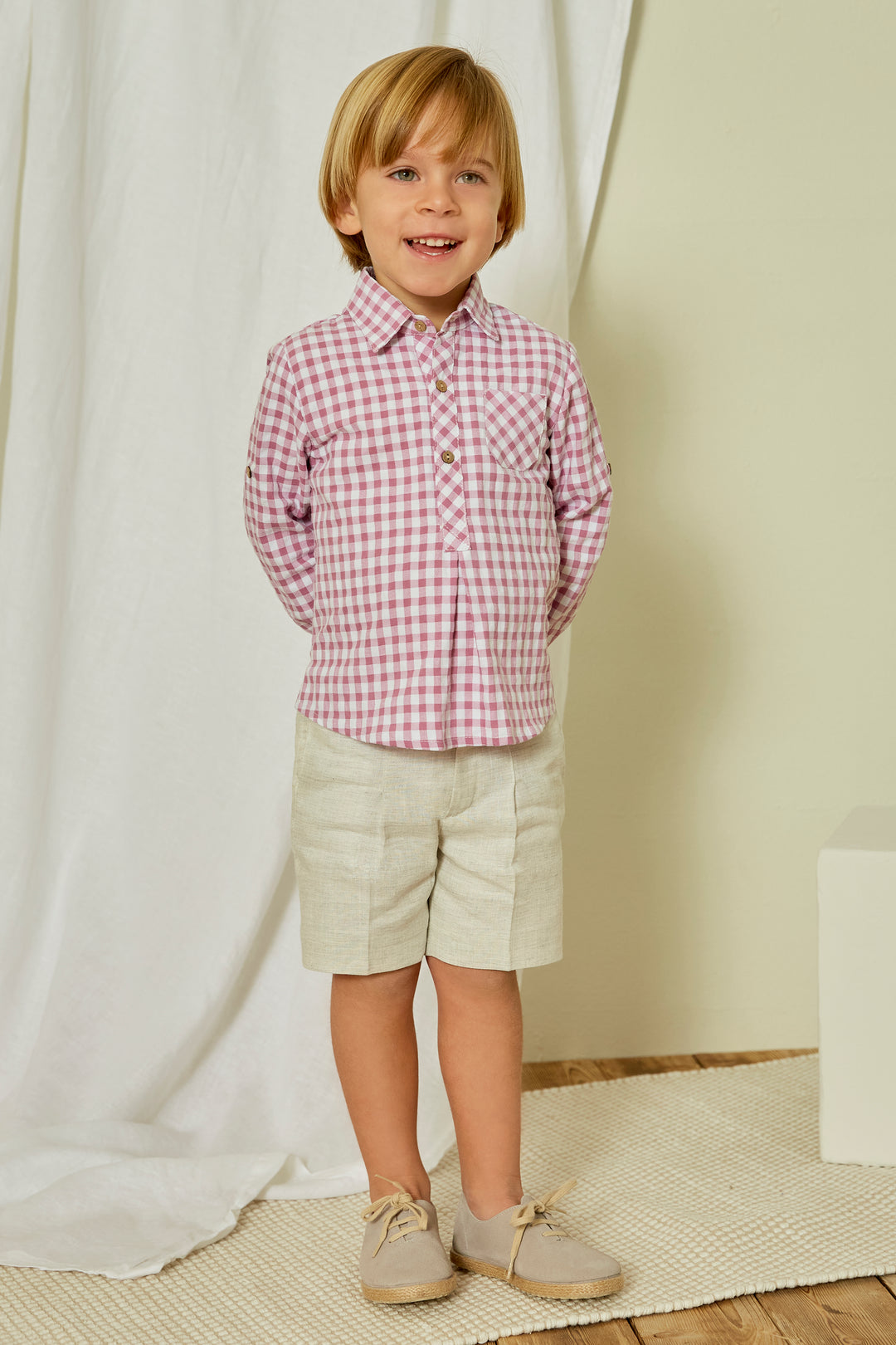 Martín Aranda "Murray" Orchid Purple Gingham Shirt & Shorts | iphoneandroidapplications