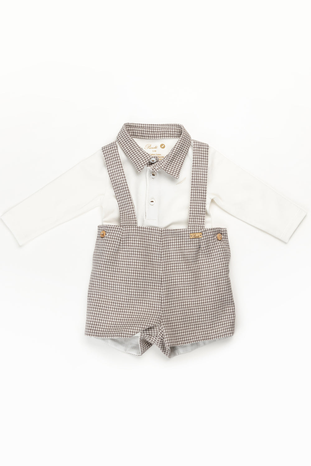 Pureté du Bebe "Azriel" Brown Houndstooth Bodysuit & Shorts | iphoneandroidapplications