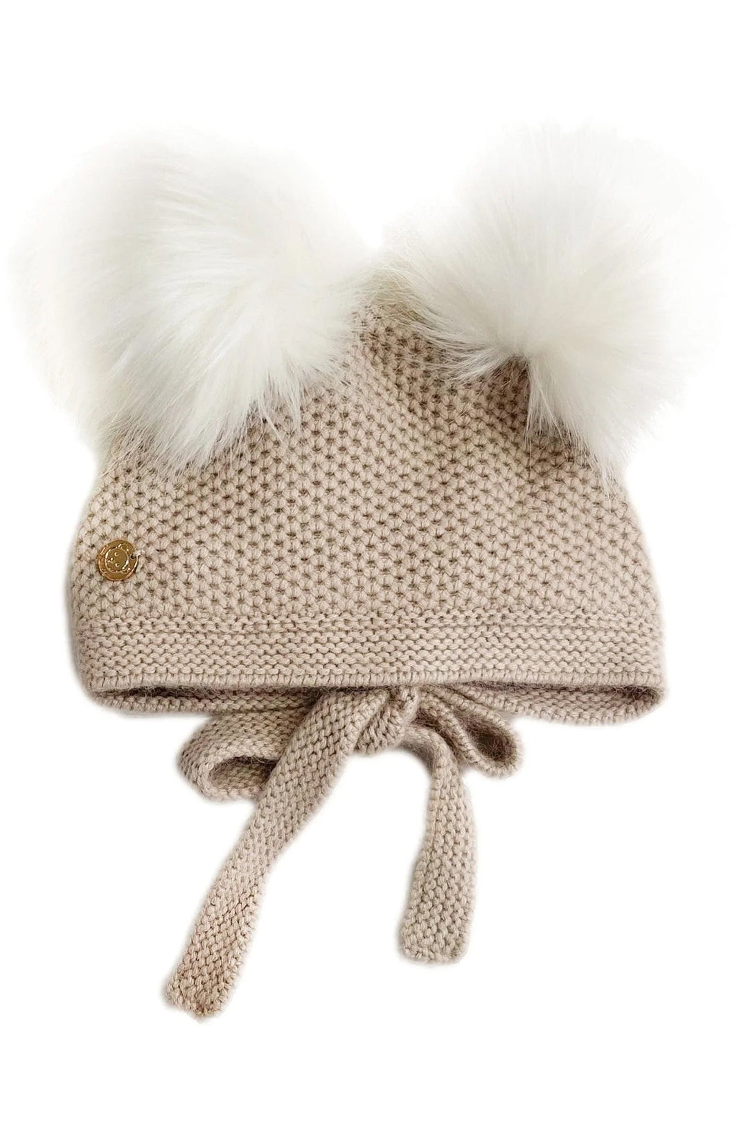 Petite Maison Beige Cashmere Faux Fur Pom Pom Bonnet | iphoneandroidapplications