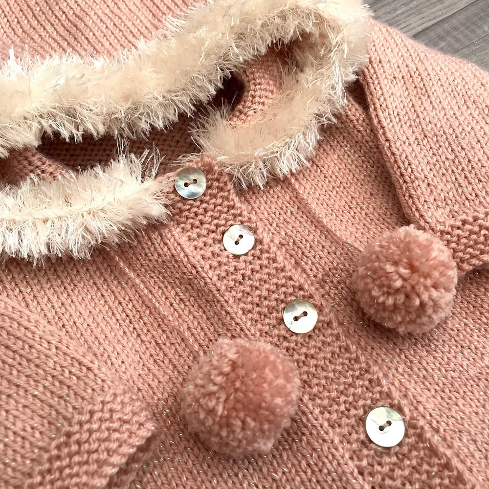 iphoneandroidapplications Bespoke Bespoke Sparkly Dusky Peach Faux Fur Hoodie | iphoneandroidapplications