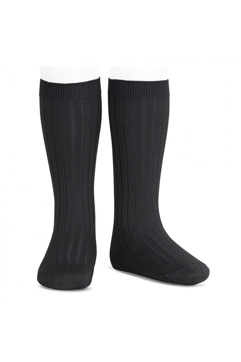 Condor Black Wide Ribbed Knee High Socks | iphoneandroidapplications