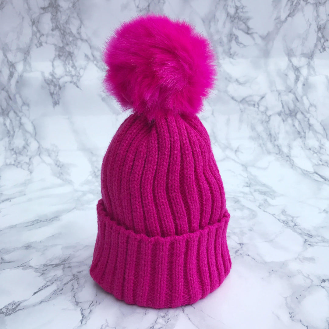 iphoneandroidapplications Cerise Faux Fur Pom Pom Hat | iphoneandroidapplications