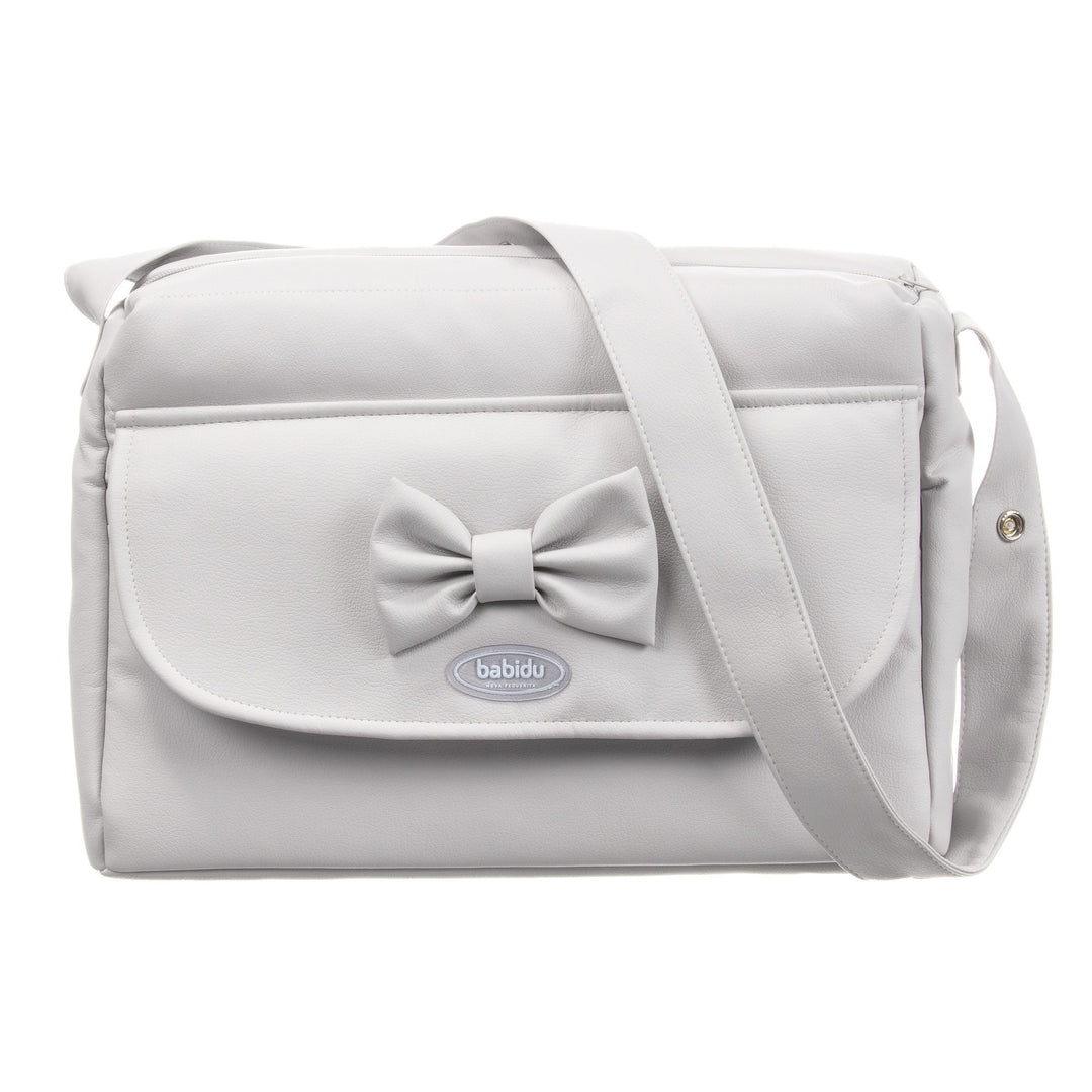 Babidu Grey Bow Changing Bag | iphoneandroidapplications