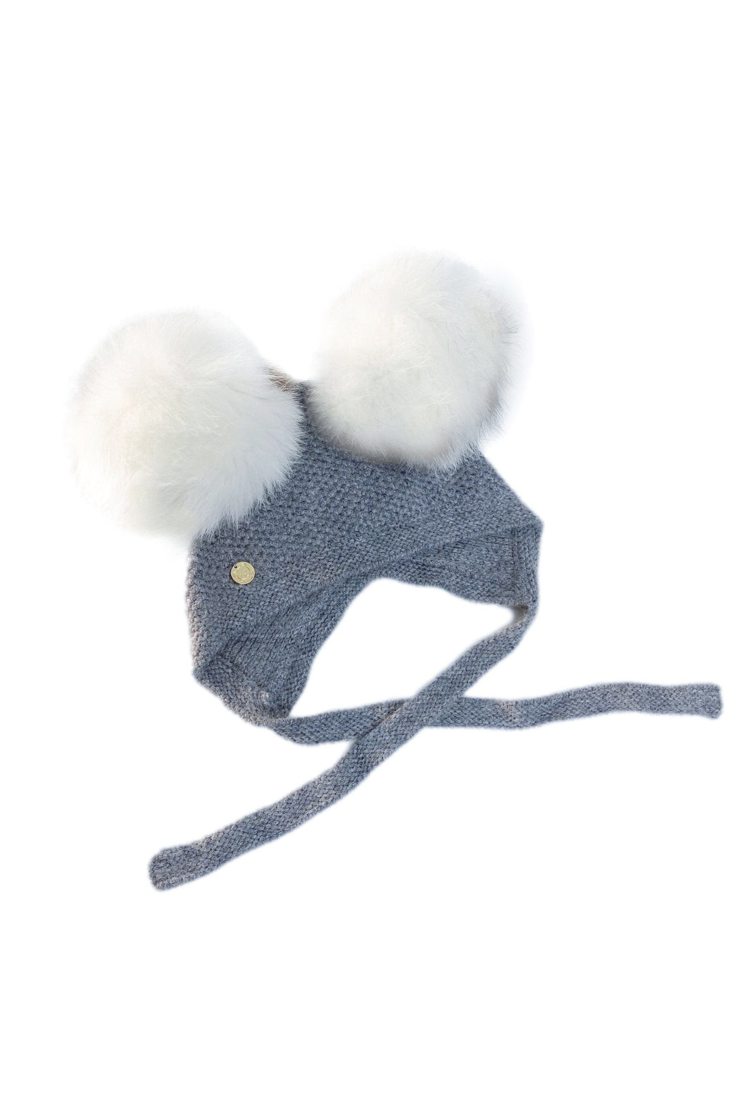 Petit Maison Grey Cashmere Faux Fur Pom Pom Bonnet | iphoneandroidapplications