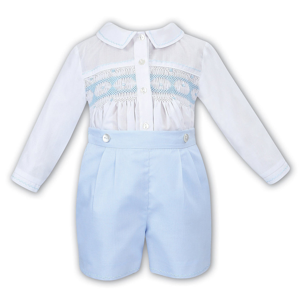 Sarah Louise "Hugo" Blue Traditional Smocked Shirt & Shorts | iphoneandroidapplications