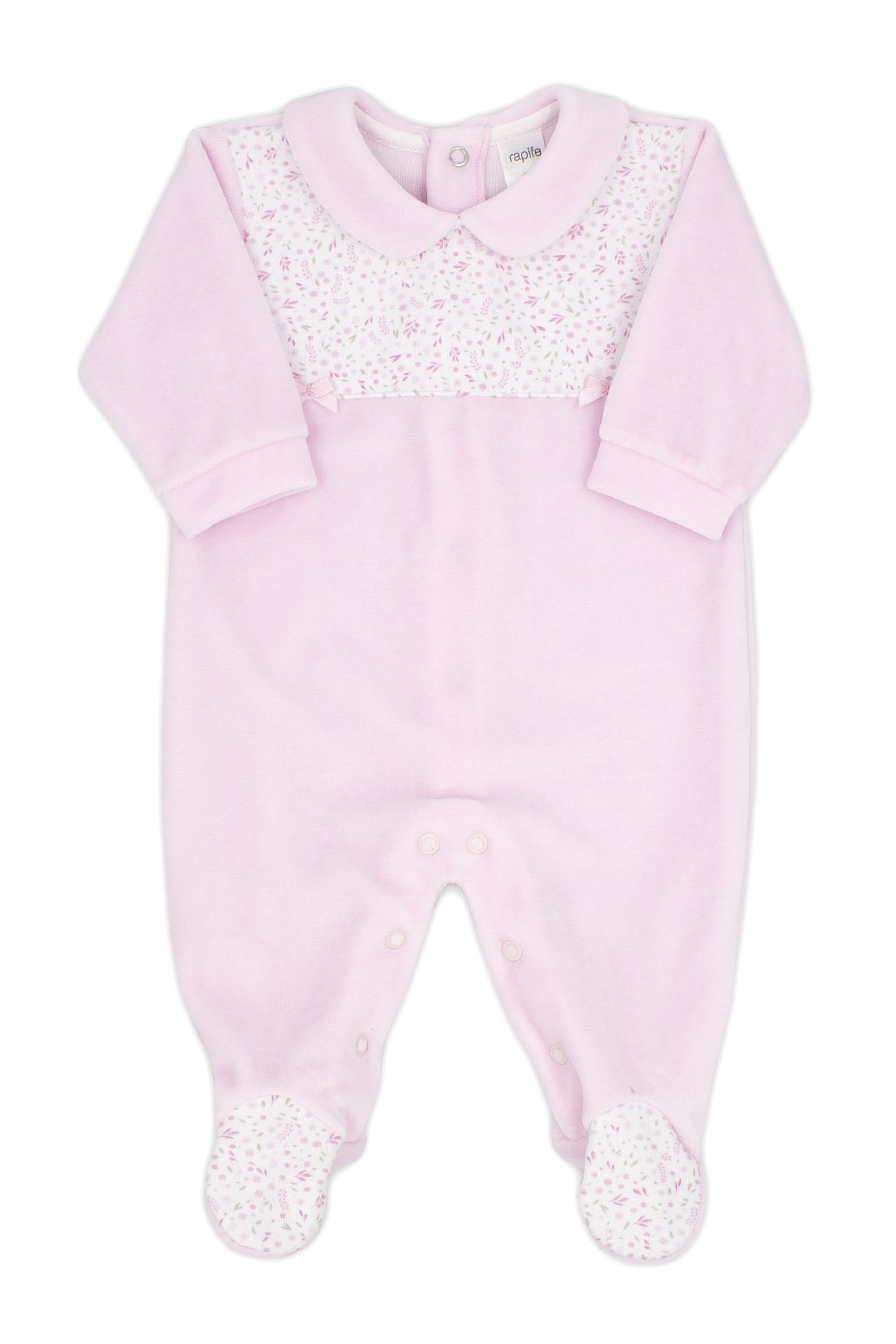 Rapife "Iris" Pink Velour Ditsy Floral Sleepsuit | iphoneandroidapplications