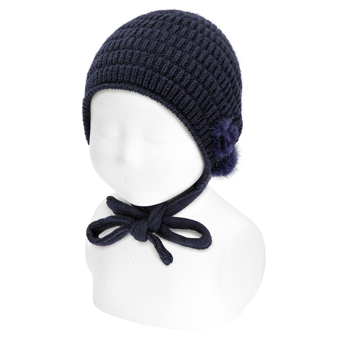 Condor Navy Knitted Bonnet with Pom Poms | iphoneandroidapplications