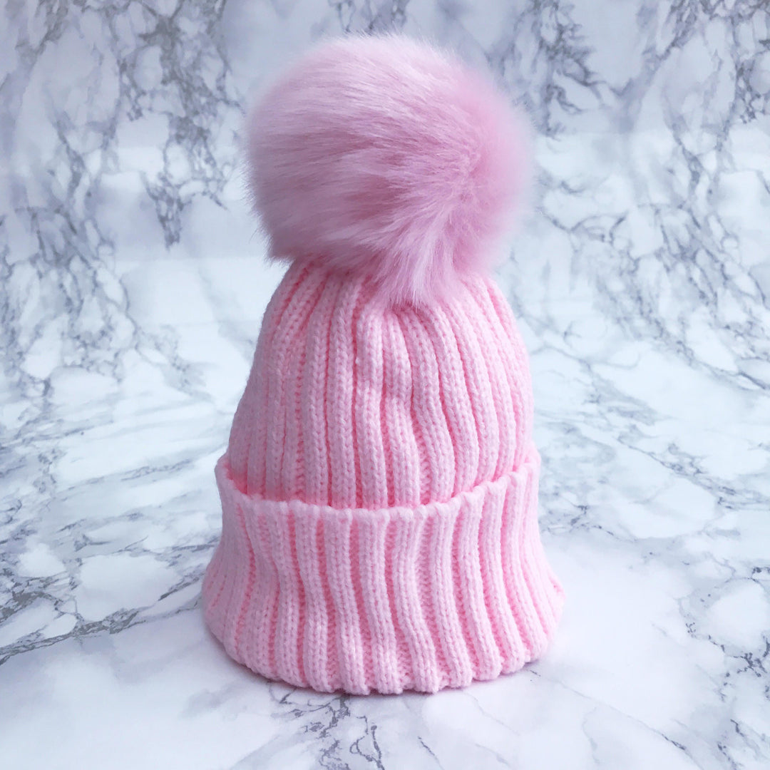 iphoneandroidapplications Pink Faux Fur Pom Pom Hat | iphoneandroidapplications