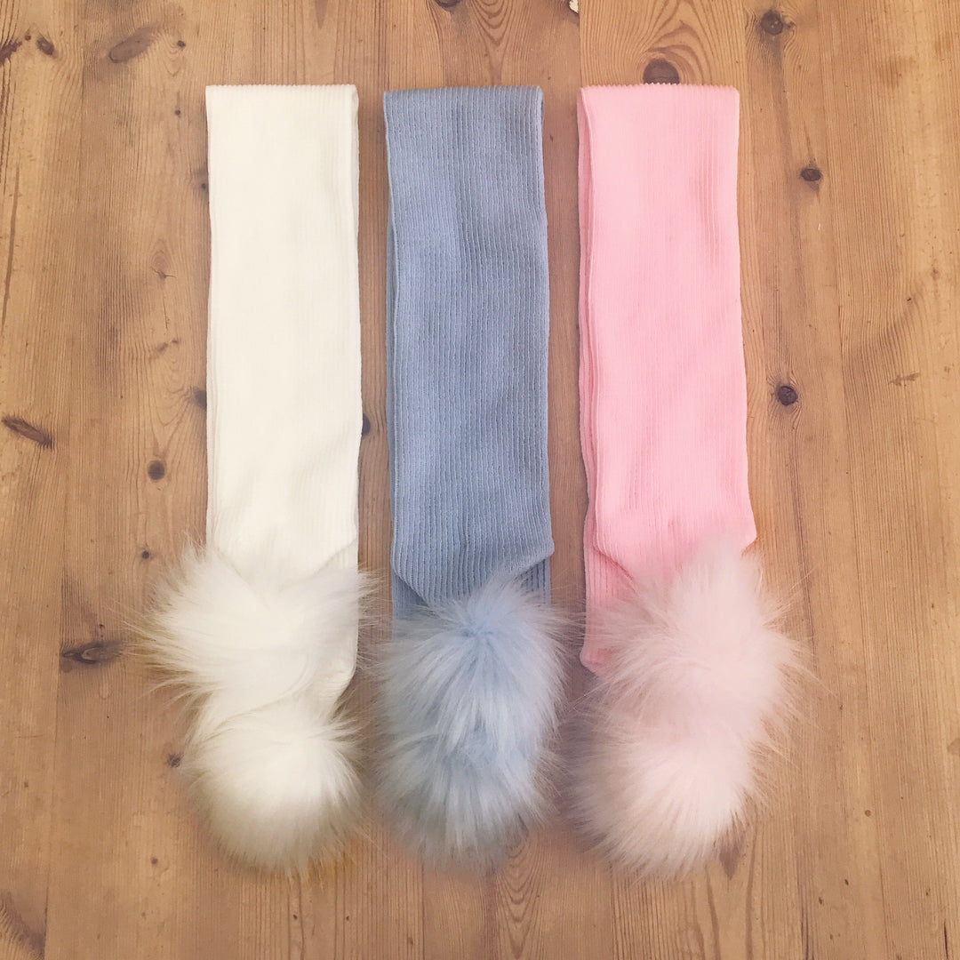 iphoneandroidapplications Ribbed Faux Fur Pom Pom Scarf | iphoneandroidapplications