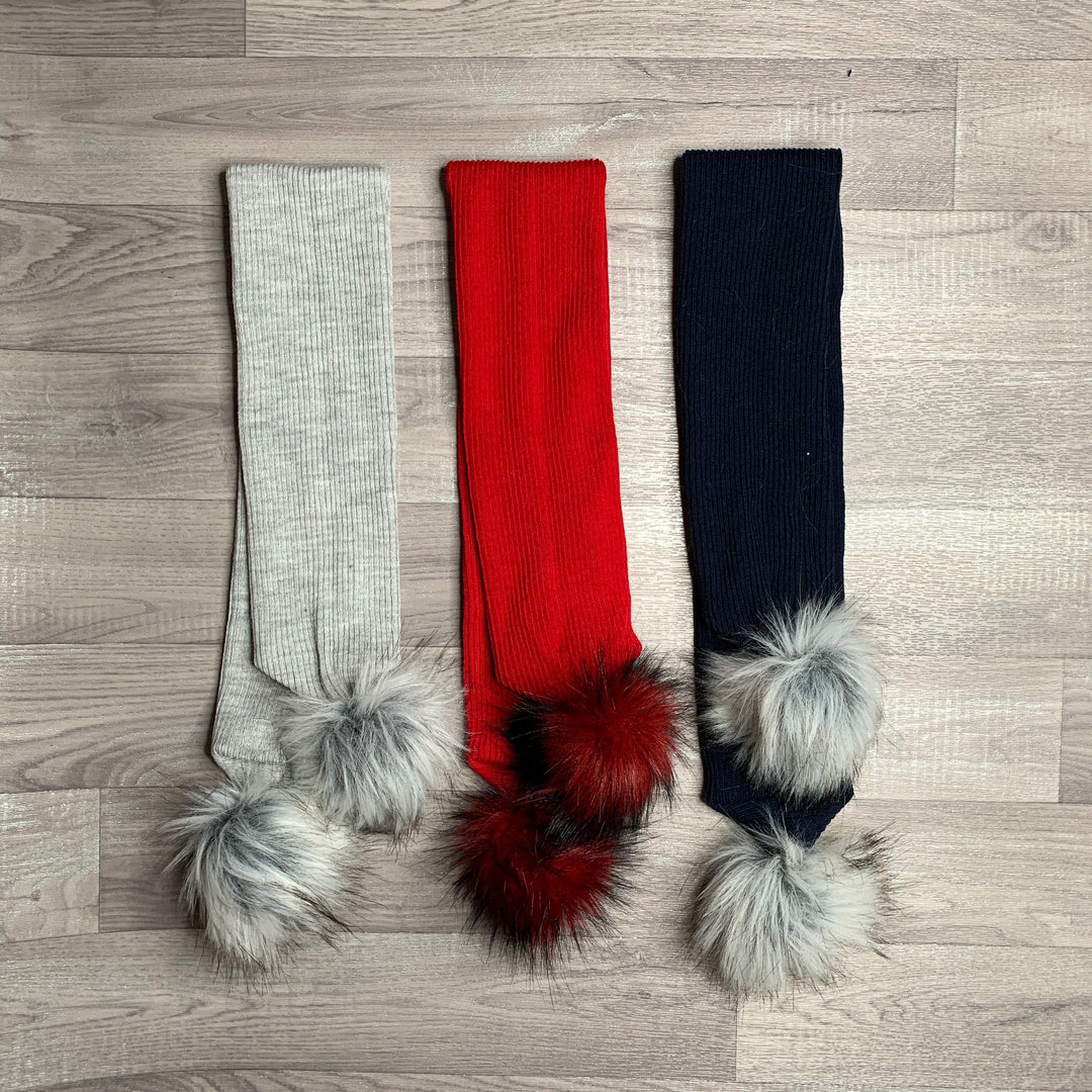 iphoneandroidapplications Ribbed Faux Fur Pom Pom Scarf | iphoneandroidapplications