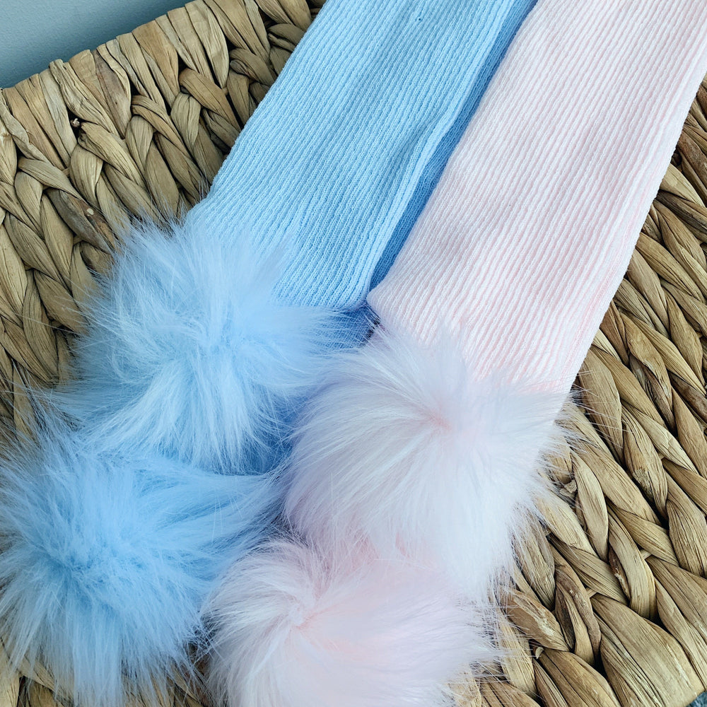 iphoneandroidapplications Ribbed Faux Fur Pom Pom Scarf | iphoneandroidapplications