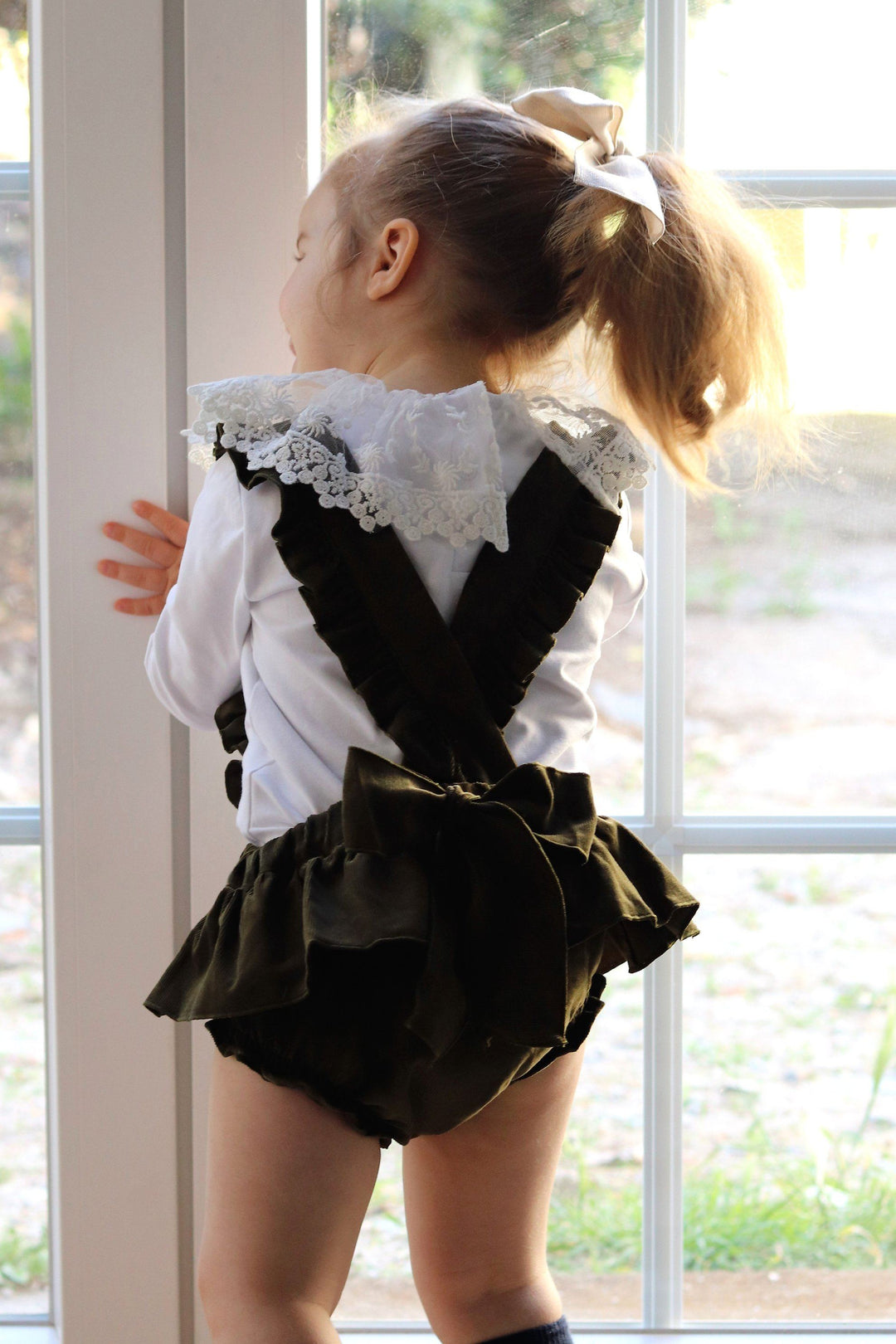 Phi "Sylvie" Khaki Green Bloomers with Ruffle Straps | iphoneandroidapplications