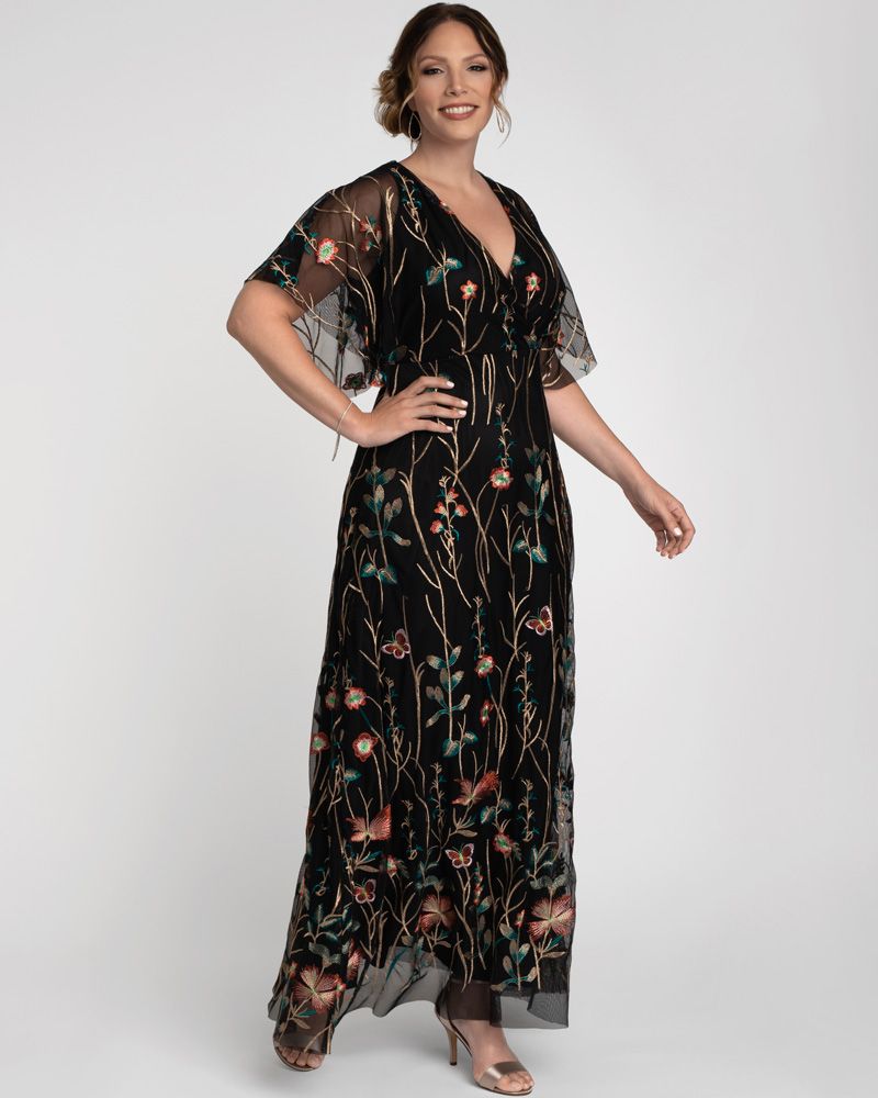 Kiyonna Plus Size Embroidered Evening Gown Oriza