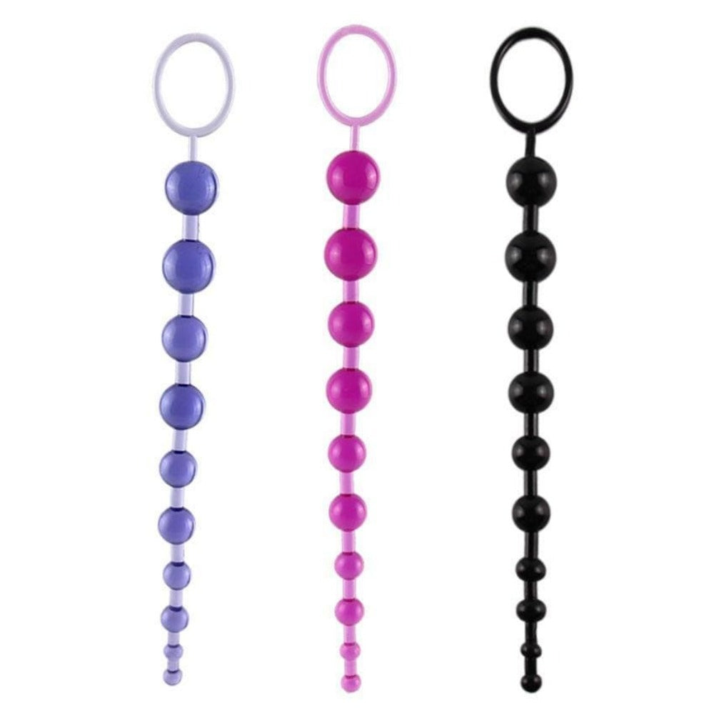 3 Colors 12 Silicone Anal Beads With Pull Ring Ball Love Plugs 6436