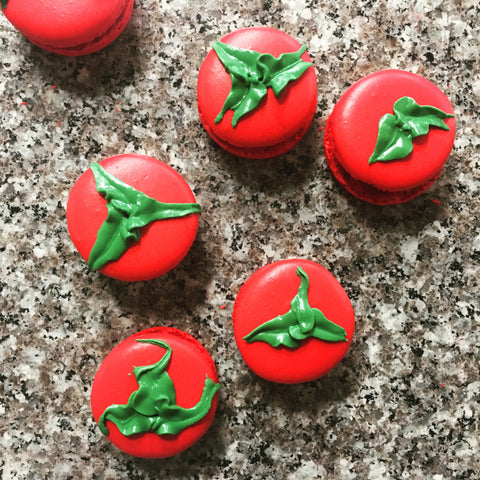 tomato themed macarons