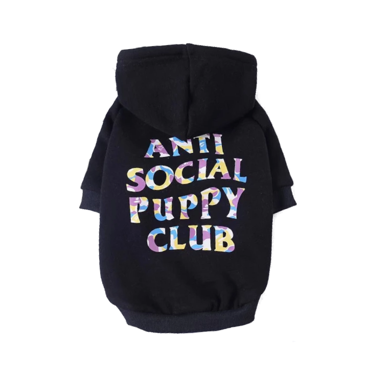 anti social social pup hoodie