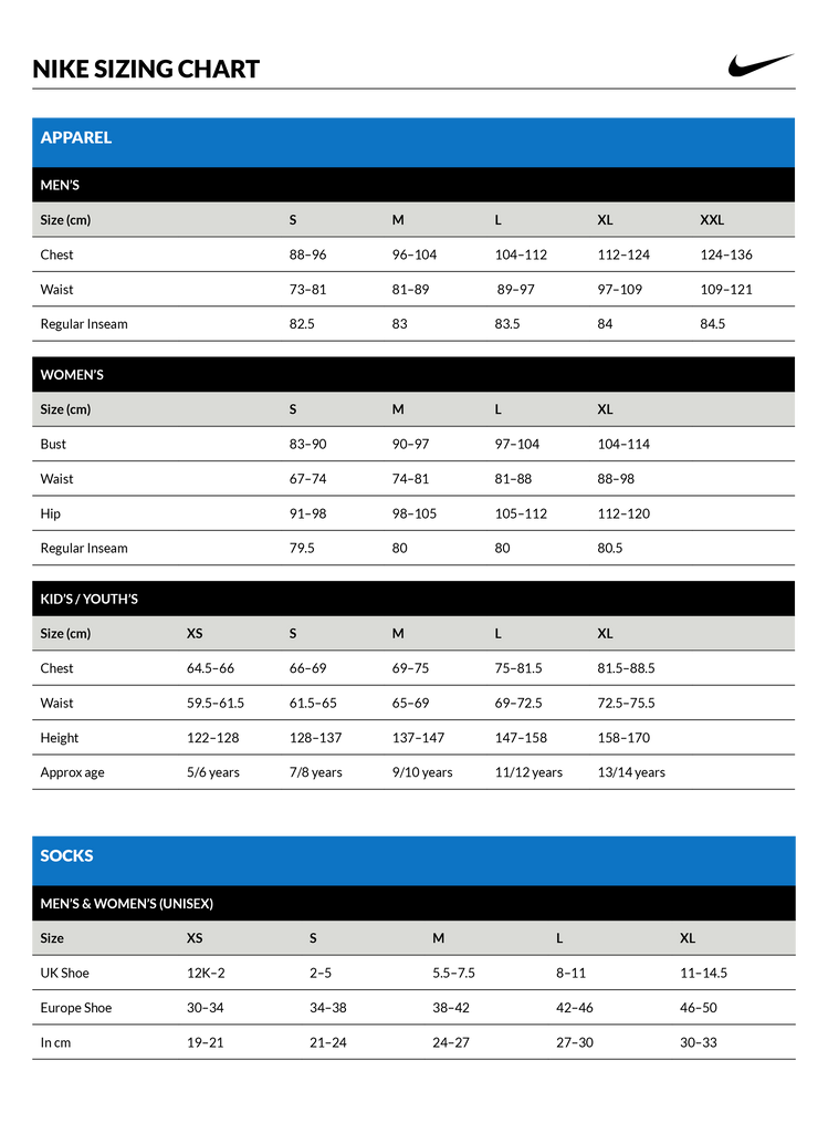 Sizing Charts