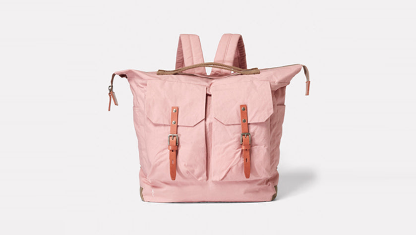 Frank Waxed Cotton Rucksack in Chalky Pink