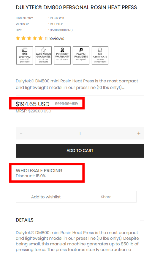 Dulytek Wholesale Program Discounts